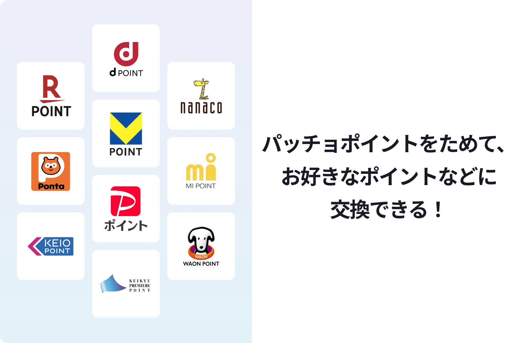 たまったポイントを交換できる